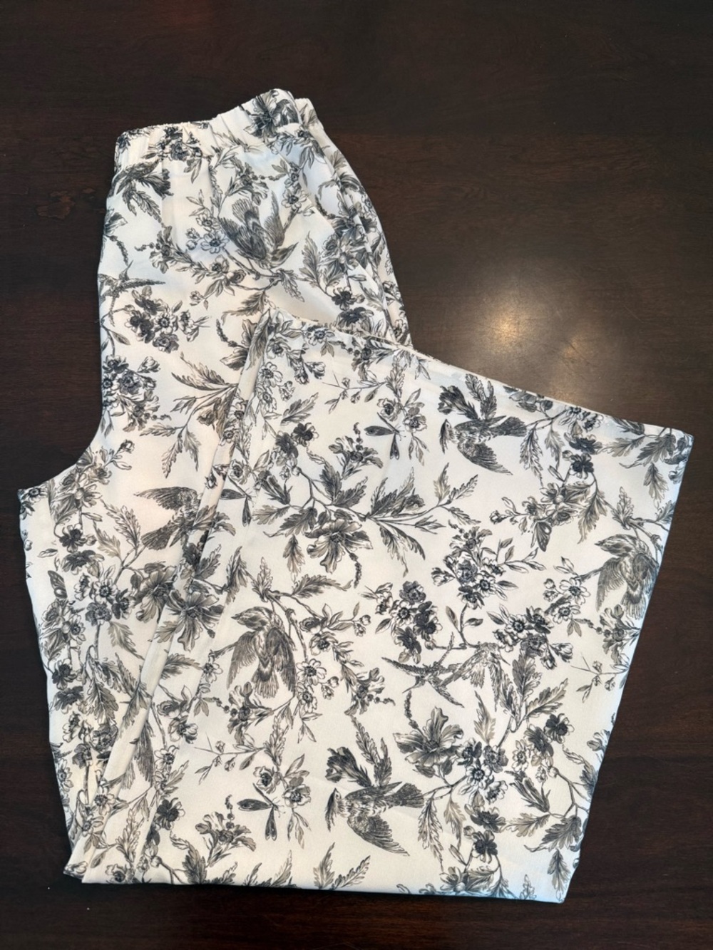 Express Ivory and Green Floral Wide Leg Pants, size XS
